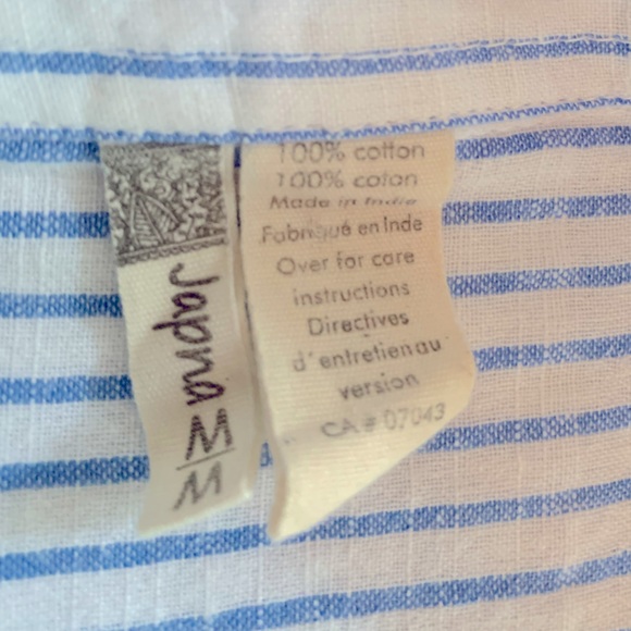 Blue + white striped shirt with tied front and longer back cotton size Medium - Picture 6 of 7
